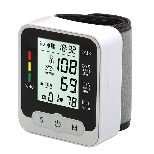 Blood Pressure Monitor, Digital Wrist Watch Blood Pressure, Automatic Upper Arm Blood Pressure Cuff Kit with LCD Display, Irregular Heartbeat Detection for Home Use