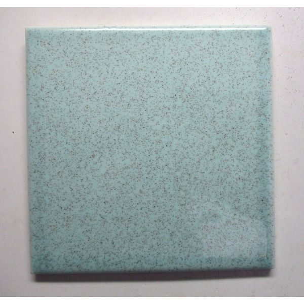 1 Wall Tile Atco USA 4-3/8" Sq. Speckled Brown on Turquoise Ceramic 1950 Vintage