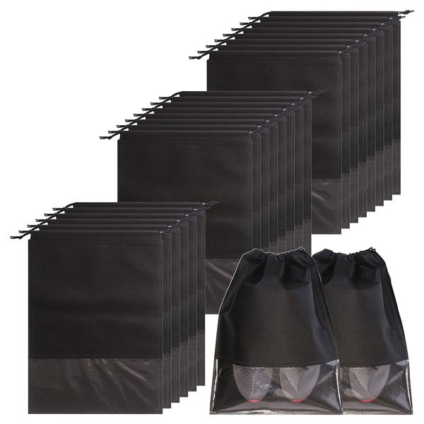 24PCS Travel Shoe Bags Non-Woven with Rope for Men and Women Large Shoes Storage Packing Pouch Organizers