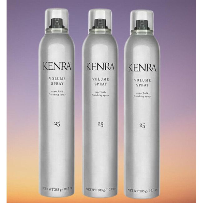 KENRA #25 VOLUME SPRAY 10 Oz. Pack of 3 Cans, SUPER HOLD FINISHING HAIR SPRAY