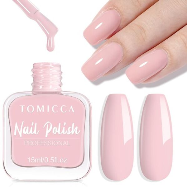 TOMICCA Nail Polish, Quick-drying Nail Polish, Peeling Nails, Glaze Nail Polish, Water-based Nail Polish, Quick-drying, Lightly Fragrant, Large Capacity 15mL (Pink)