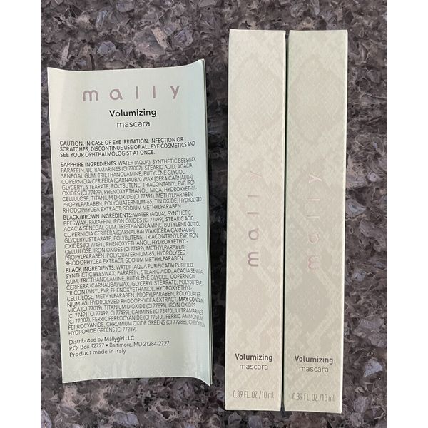 Mally Volumizing Mascara NIB - 2 Colors Included Black & Sapphire .39 FL.OZ each