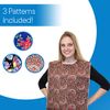 RMS 3 Pack Adult Bib Washable Reusable Waterproof Clothing Protector with Optional Crumb Catcher and Vinyl Backing 34"X18" (Butterfly/Blue Rose/Heritage)