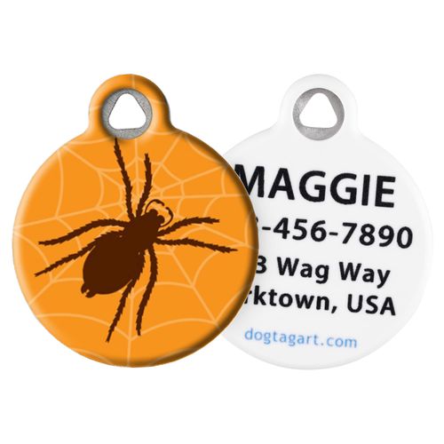 Dog Tag Art Cute Bug Custom Pet ID Tag for Dogs and Cats, Personalized Dog Tag with Customized Identification, Spider, Small (7/8" Diameter)