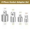 4PCS Socket Adapter and Reducer Set, 1/4", 3/8", 1/2" Chrome Vanadium Steel Ratchet/Socket Extension/Conversion Kit for Automotive Maintenance