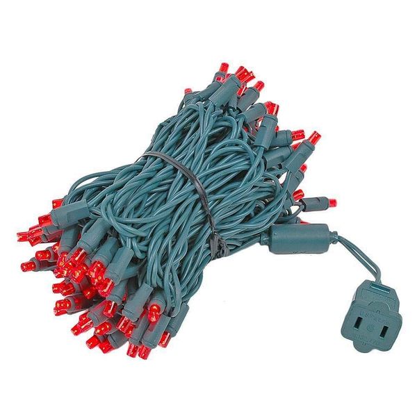 Novelty Lights 100 Light LED Christmas Mini Light Set, Outdoor Lighting Party Patio String Lights, Red, Green Wire, 34 Feet