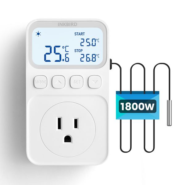 INKBIRD Thermostat, Temperature Controller, Heating and Cooling Timer Function, Programmable, Digital Temperature Control, Temperature Calibration, Alarm Function, Suitable for Greenhouses, Homemade