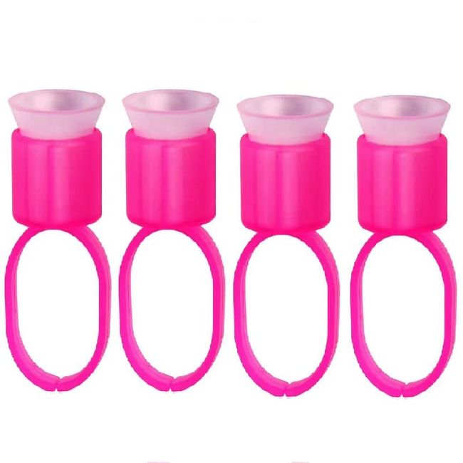 20Pcs Tattoo Ink Ring Cups with Sponge Eyelash Extend Adhesive Pigment Holder Finger Hand Container Cap Pigment Holder Permanent Makeup Beauty Tools Microblading Supplies Eyebrow Tattoo Kit(Rose Red)