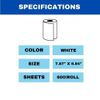 White Center-Pull Towels - 600 Sheets/2 Ply Premium White Paper - 6 Rolls