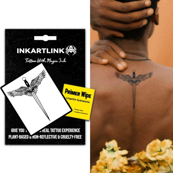 INKARTLINK Temporary tattoo, magical tattoo lasts 7-15 days, waterproof and non-reflective, exquisite packaging, unique design(Angel sword)