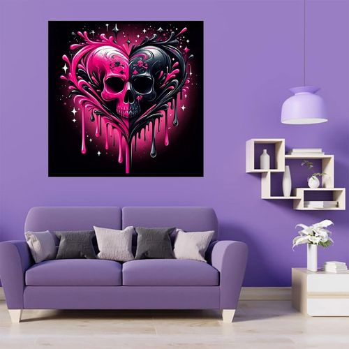 Meothan Diamond Art Kits for Adults, 5D DIY Heart Skull Diamond Painting Kits for Adults Beginners, Diamond Dots Kits Gem Arts Crafts for Living Room Bedroom Offices Home Wall Decor 12X12 Inch