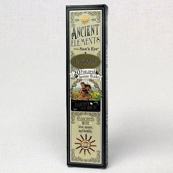 Patchouli, Ancient Elements, 20 Natural Incense Sticks, Sun's Eye