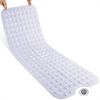 Yimobra Long Bath Tub Mat Non-Slip, Super Strong Suction Cups, 40"x16" Shower Mat with Drain Holes, Machine Washable Bathroom Floor Mat, Bathroom Essentials, White