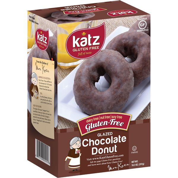 Katz Gluten Free Glazed Chocolate Donuts | Dairy Free, Nut Free, Soy Free, Gluten Free | Kosher (1 Pack of 6 Donuts, 10.5 Ounce)