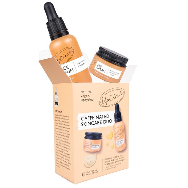 UpCircle Caffeinated Duo – Our Face Serum and Eye Cream Duo – Vitamin C, Hyaluronic Acid + Coffee Oil – Evens Skin Tone, Reduces Puffiness + Dark Circles – Vegan