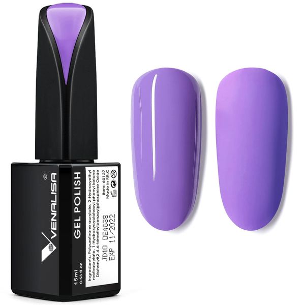 VENALISA Smalto in gel per unghie, per lampada UV, per manicure, lunga durata, 15 ml, colore viola scuro