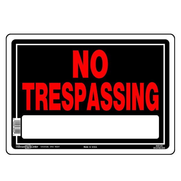 Hillman Black & Red Aluminum No Trespassing Sign, 10 x 14 in.