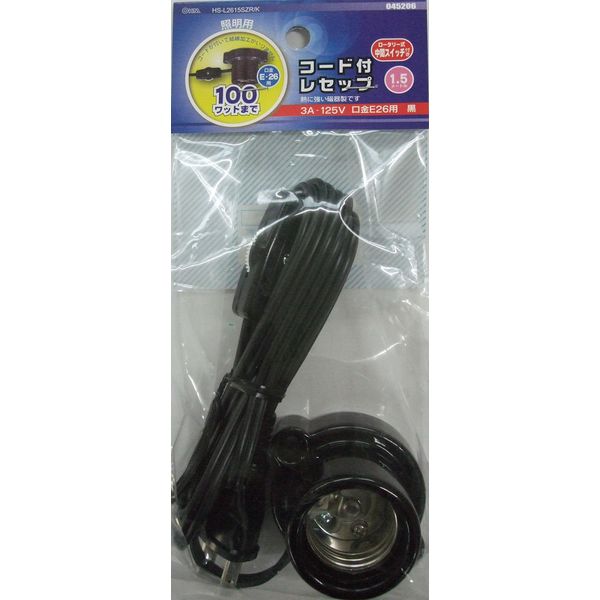 OHM Reception with SW, 3.9 ft (1.5 m) Cord, E26 Black