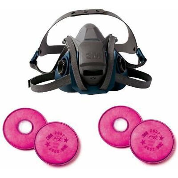 3M Quick Latch Half Face Respirator Facepiece Mask 4- P100 Particulate Filter SM