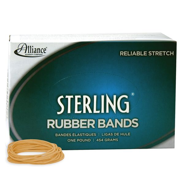 Alliance Rubber 24185 Sterling Rubber Bands Size #18, 1 lb Box Contains Approx. 1900 Bands (3" x 1/16", Natural Crepe), Beige