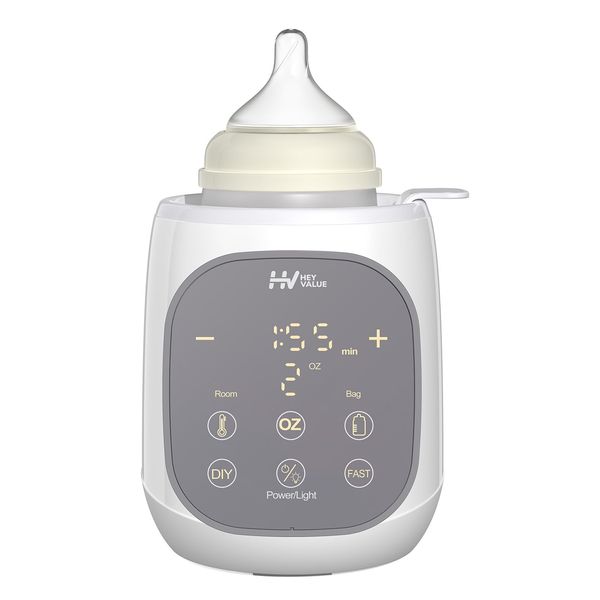 Fast Bottle Warmer, HEYVALUE 12-in-1 Water Bath Baby Bottle Warmer for Breastmilk and Formula with 24H Keep, Auto Shut-Off, Memory, Sterilize, Accurate Temp Control Baby Milk Warmers for All Bottles