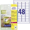 Avery Removable Adhesive Labels – White Packaging: 20 Sheets 45,7 x 21,2 mm white