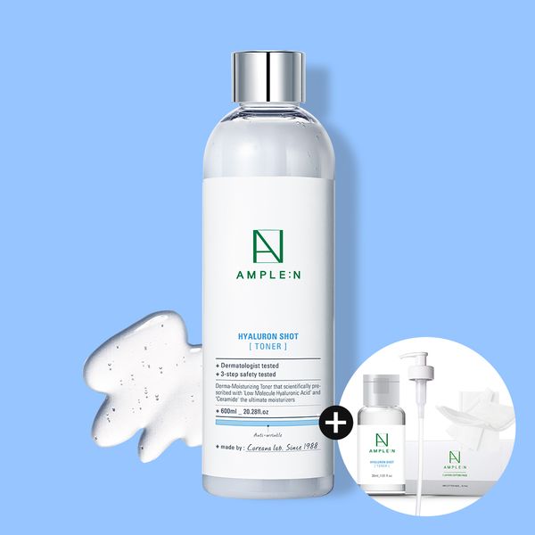 [Mini toner + pump + cotton pad gift] Ampoule N Hyaluronic Shot Toner Large Capacity 600ml Watery Glow Moisture Toner