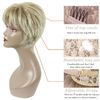 PHOCAS Pixie Cut Wigs Short Stylish Fluffy Layer Wig None Lace Replacement Wig with Bangs for Women Brown Mix Blonde Wig Short