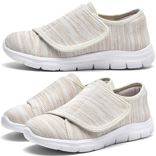 ZUSERIS Nursing Shoes, Rehabilitation Shoes, Men's, Women's, Slip-on, Sneakers, Elderly, Lightweight, Anti-Slip, Velcro, Velcro, Wide, Soft, Walking Bunions, beige