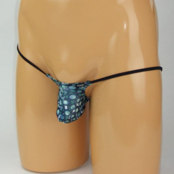 Men's 2-way Stretch Bubble Pattern Tiny Thong Blue