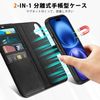 TUCCH iPhone 16 Plus Compatible Case Notebook Type 2 in 1 Separate Type iPhone 16 Plus Notebook Type Case Removable [RFID Blocking] Card Pocket Horizontal Stand Function Shock Absorption Full