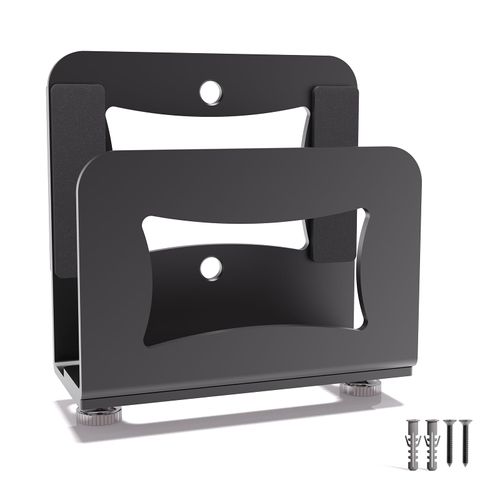 Yuleimy Adjustable Wall Mount Holder for Router/Cable Box/Apple TV/Roku/Fire TV - Universal Metal Bracket with Adhesive Tape & Screws, Hidden Space-Saving Design (0.9-1.8" Thick Devices)