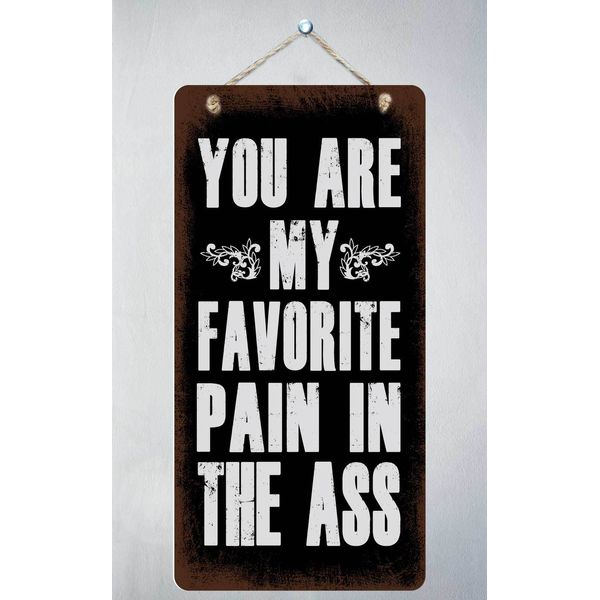 788HS You're My Favorite Pain In The Ass 5"x10" Aluminum Hanging Novelty Sign