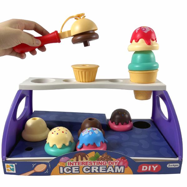 Ice Cream Toy (16 pcs- Play Food for Kids，Realistic Pretend Play Toy with Food Scoop and Ice Cream Cone | Ice Cream Play Set for Girls & Boys - Best Ice Cream Shop for Kids 3 4 5 6 7 8 9 Year Old.