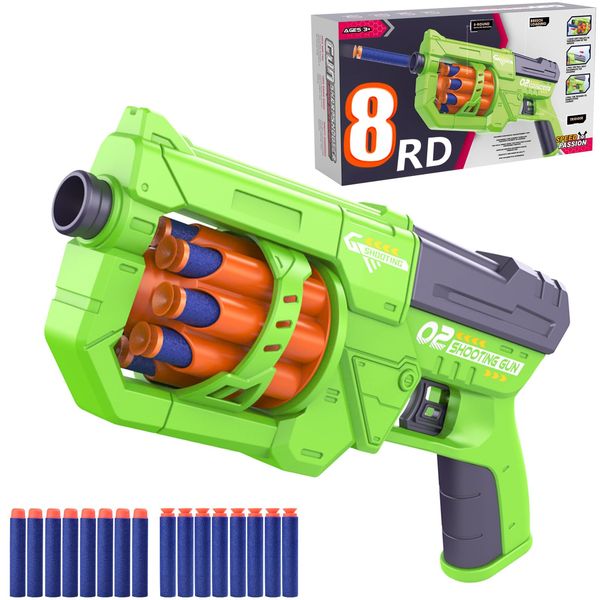 RD-8 Toy Blaster Gun Set, Foam Darts Fit for Nerf Guns for Kids Ages 8-12, Long Range Rotating Barrel Easy Pull, Fun Indoor & Outdoor Shooting Game, Cool for Boys Ages 5 6 7 8 9 10 12