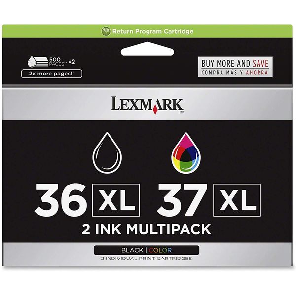 Lexmark 18C2249 36XL 37XL X3650 X4650 X5650 X6650 X6675 Z2420 Ink Cartridge (Black & Color, 2-Pack) in Retail Packaging