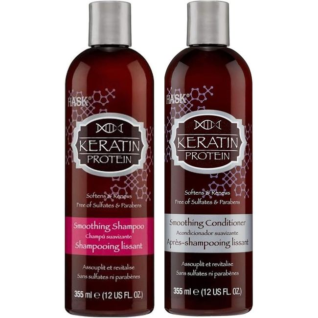 HASK [Genuine Import] Keratin Protein Smoothing Shampoo (355ml) + Conditioner (355ml)