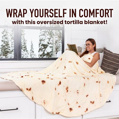 Zulay (60-80 inches) Giant Double Sided Tortilla Blanket - Novelty Big Tortilla Blanket for Adult and Kids - Premium Soft Flannel Round Tortilla Blanket for Indoors, Outdoors, Travel, Home and More
