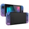 eXtremeRate DIY Replacement Shell Buttons for Nintendo Switch & Switch OLED Joycon and Strap, Glitter Gradient Translucent Bluebell Housing Wrist Strap with Buttons for Switch & Switch OLED