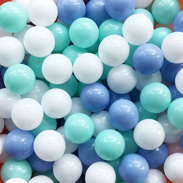 MoonxHome Ball Pit Balls for Toddlers, BPA Free Crush Proof Plastic Toy Balls for Ball Pit, Children's Pool Water Toys, Ideal Gift for Christmas Balls for Play Tent 2.15" Pack of 100 White&Green&Blue