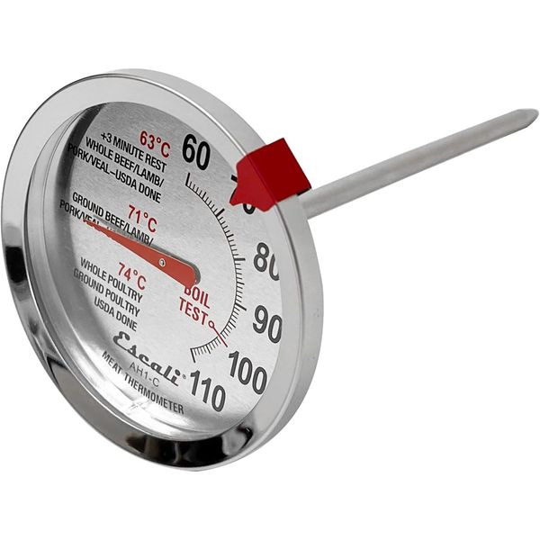 Escali AH1 Stainless Steel Oven Safe Meat Thermometer, Extra Large 2.5-Inches Di