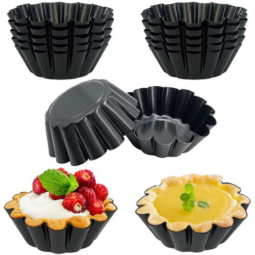 Urxirha 14PCS Egg Tart Molds, Non Stick Mini Tart Pans, 2.6-Inch Fluted Mini Pie Pans for Baking