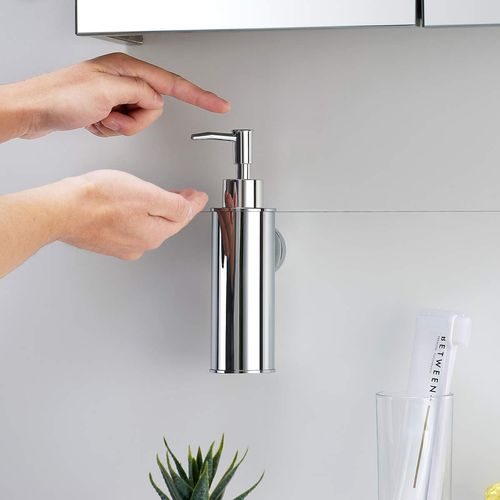 BGL Wall Mounted 304 Stainless Steel Soap Dispenser for Bathroom Kitchen Home Decor (Round, Chrome)