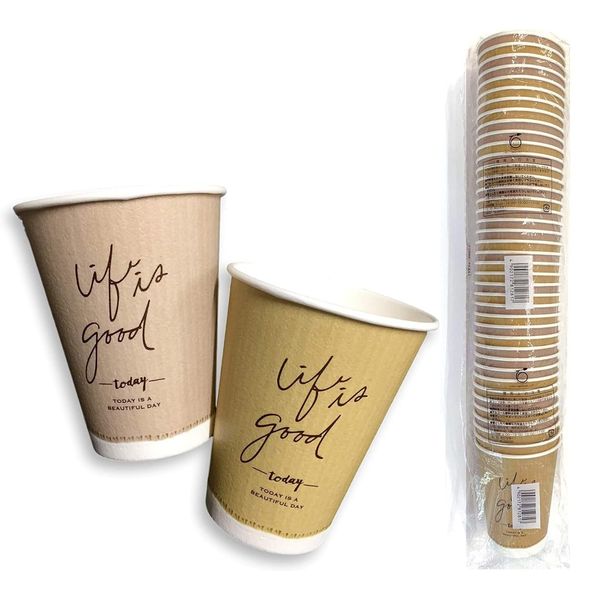 Japan Dexie GDNP09CF Paper Cups Insulated, 9 oz, Mocha Dusty Pink, 40 Pieces, Heat Resistant, Cafe Style, Disposable, Commercial Use, Made in Japan, Craft Taste