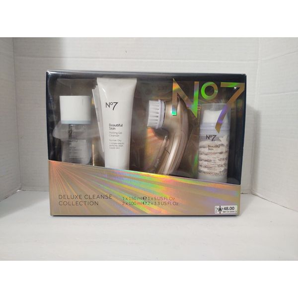 No 7 Deluxe Cleanse Collection Beautiful Skin Cleansing Brush w/ Spare Brush NIB