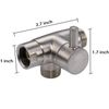 Solid Metal 3-Way Shower Arm Diverter T Adapter Replacement - Brushed Nickel