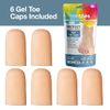 ZenToes 6 Pack Gel Toe Cap and Protector - Cushions and Protects to Provide Relief from Missing or Ingrown Toenails, Corns, Blisters, Hammer Toes (Large, Beige)