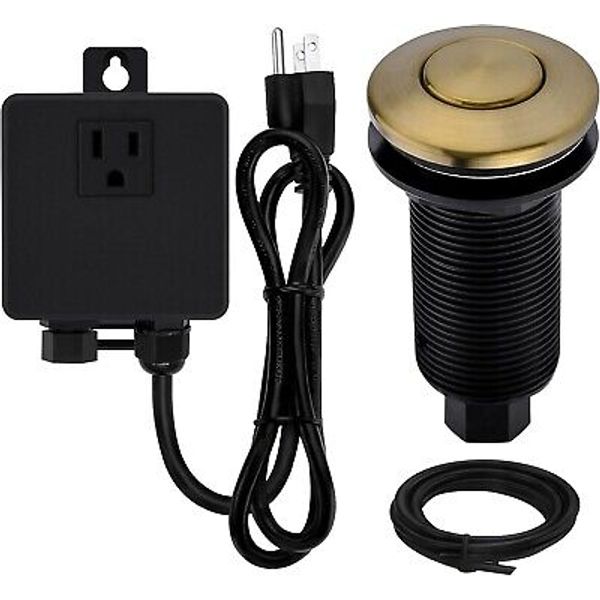 Garbage Disposal Sinktop Air Switch Kit with Long Button,Brass Made Cover,Champa