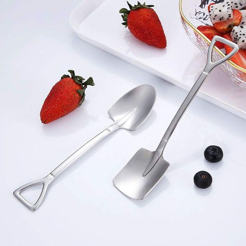 FANSEZQ Stainless steel spade spoon, shovel-shaped creative shovel net red spoon, watermelon spoon milk tea coffee sugar spoon ice cream dessert spoon (8pcs)