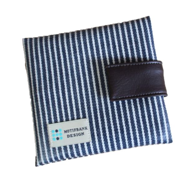 [Handmade] Portable Box Tissue Case with Matte Lamination (Denim Hickory Stripe)